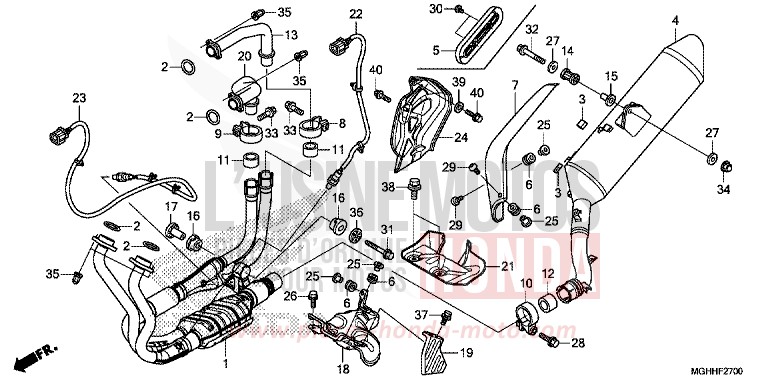 SILENCIEUX D'ECHAPPEMENT von VFR1200X "Crosstourer" DCT CANDY PROMINENCE RED (R342) von 2017